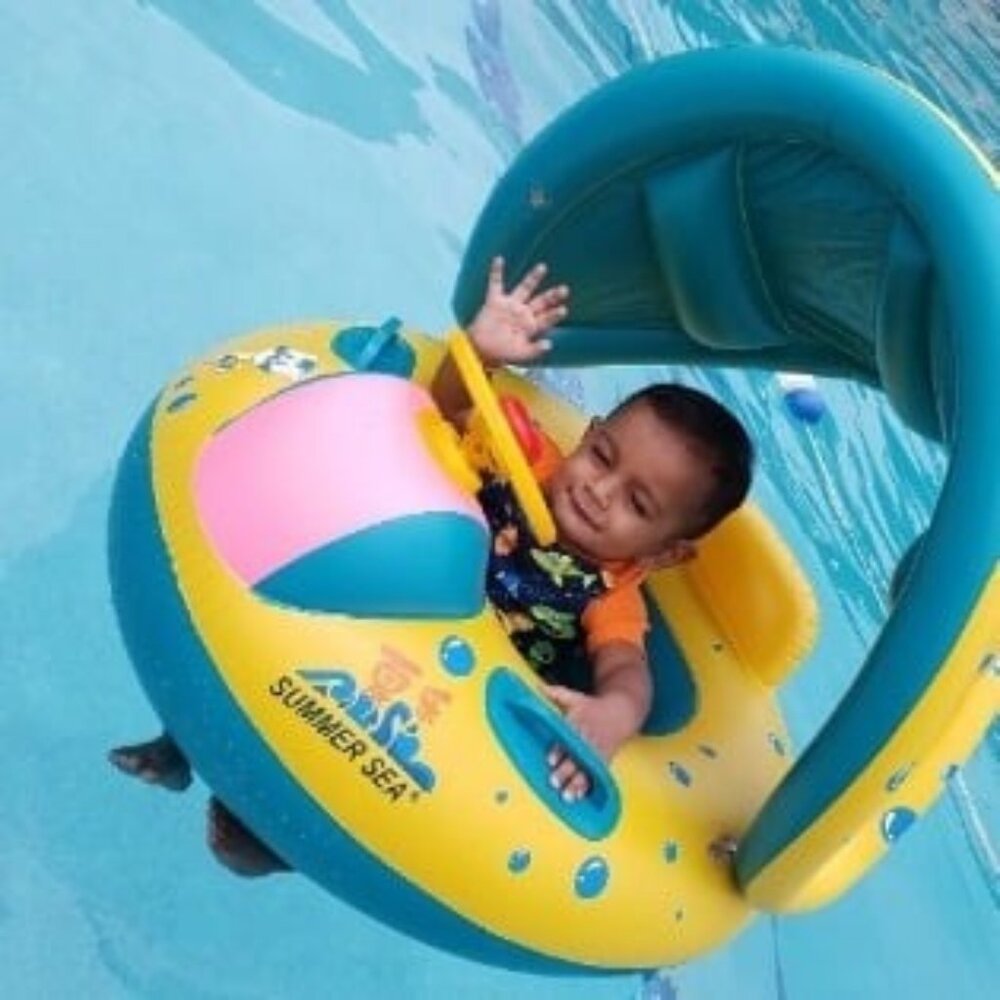 Inflatable Baby Swimming Pool Floats with Removable Sun Protection Canopy